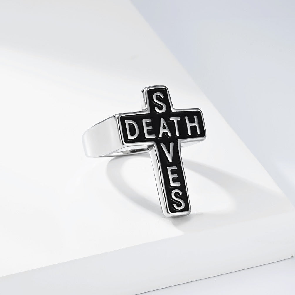 Kemstone Gothic Cross Engraved Stainless Steel Ring Men Punk Vintage Style K-R1188