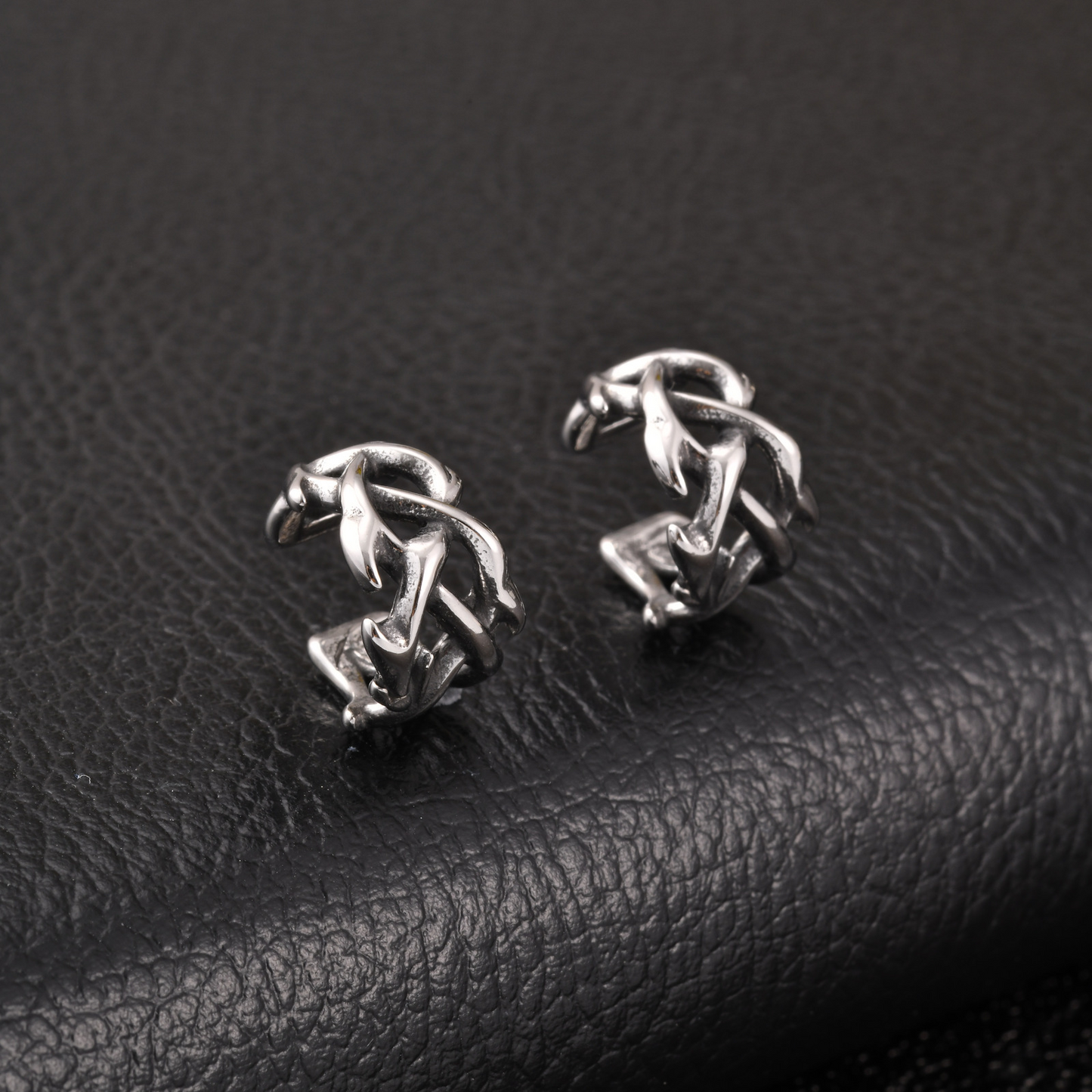 Kemstone Stainless Steel Thorn Ear Cuff for Men Dark Streetwear Style EC-011