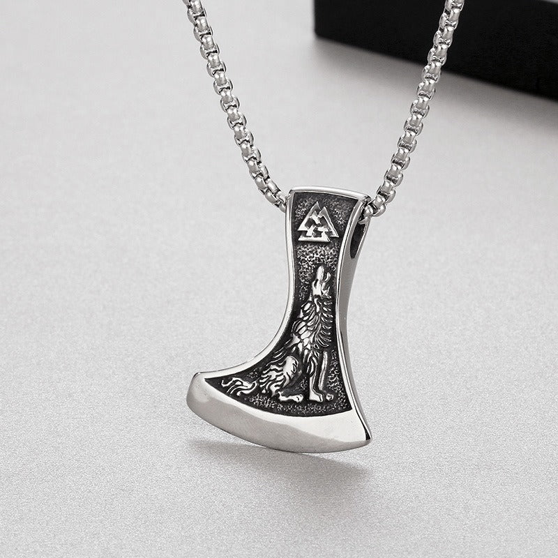 Kemstone Titanium Steel Viking Axe Pendant Necklace for Men KP130625-TLX