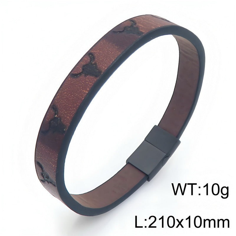 Kemstone Anchor Embossed Bracelet for Men Stainless Steel Clasp Vintage Nautical KB214759-SJ