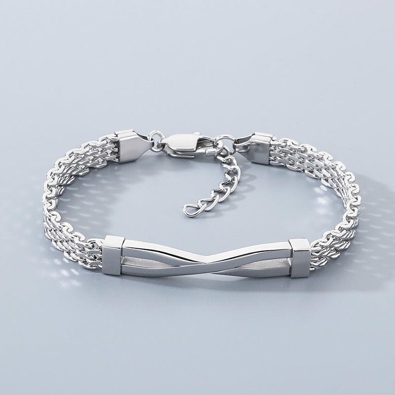 Kemstone Titanium Steel Twisted Bar Bracelet – Minimalist Link Chain for Men KB212529-KFC