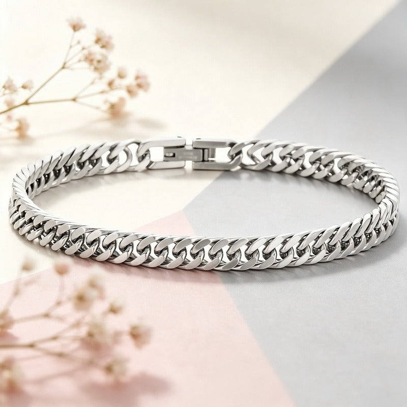 Kemstone Titanium Steel Double Curb Chain Bracelet for Men KB186683-Z
