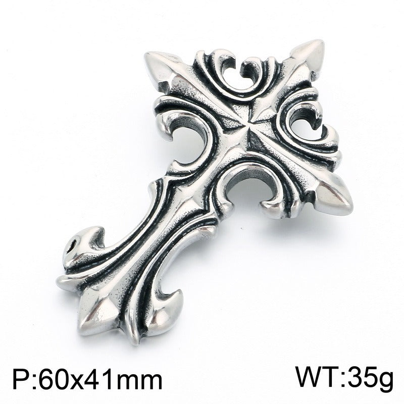 Kemstone Stainless Steel Gothic Skull Cross Pendant Necklace for Men Punk KP118631-LU