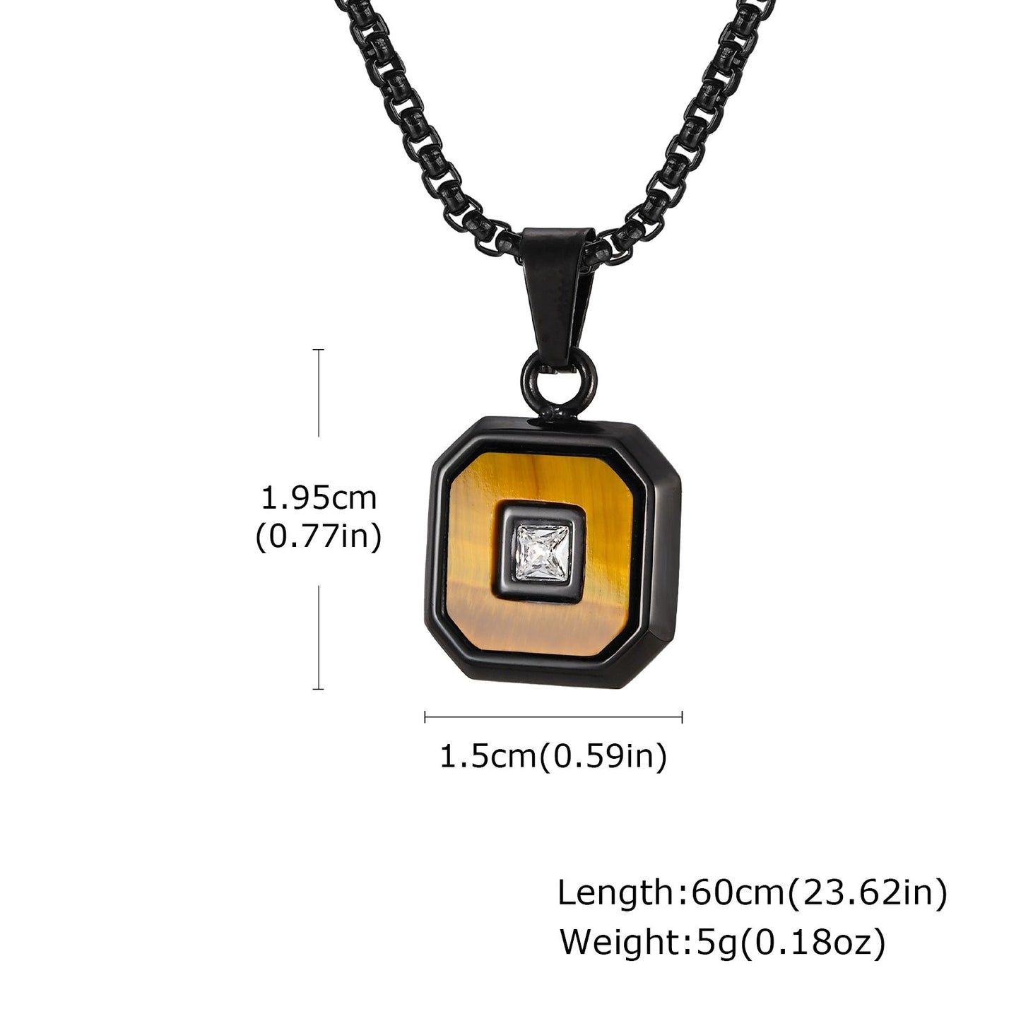 Kemstone Men’s Stainless Steel Lapis Lazuli Cubic Zirconia Pendant Necklace – Gold Silver Black PN-2074