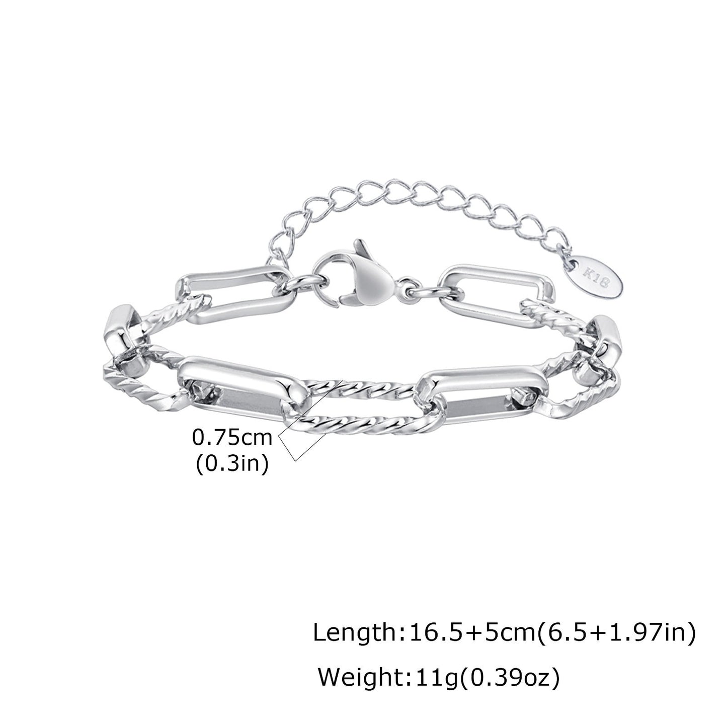 Kemstone Stainless Steel Handcrafted Link Chain Bracelet for Men BR-1705