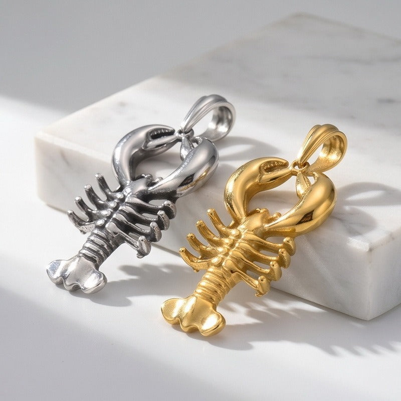 Kemstone Stainless Steel Lobster Pendant Necklace for Men Marine Object Chain KP117944-KJX