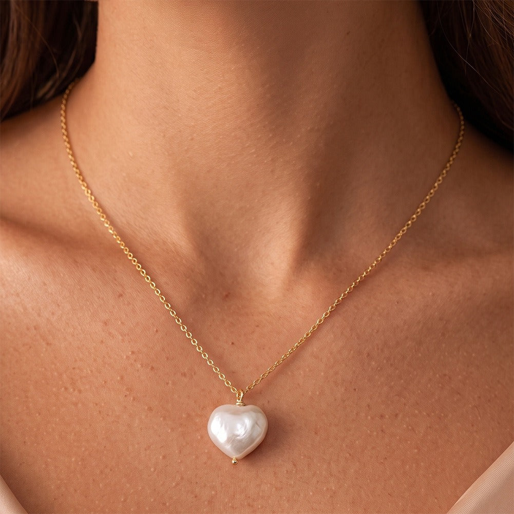 Kemston Baroque Heart Freshwater Pearl Necklace for Women 925 Sterling Silver GPN115