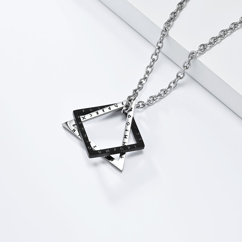 Kemstone Triangle Square Geometric Necklace for Men Stainless Steel K-PT580