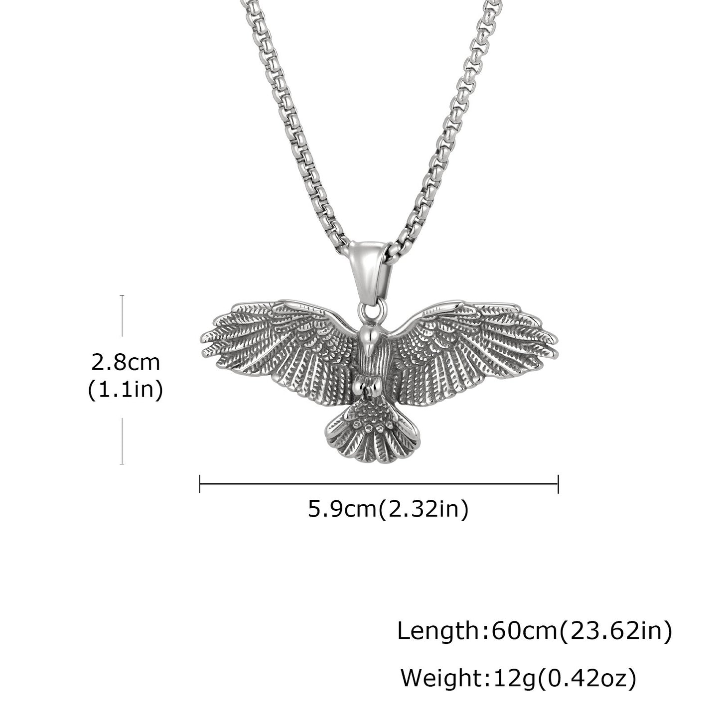 Kemstone Stainless Steel Eagle Pendant Necklace for Men Streetwear PN-2402