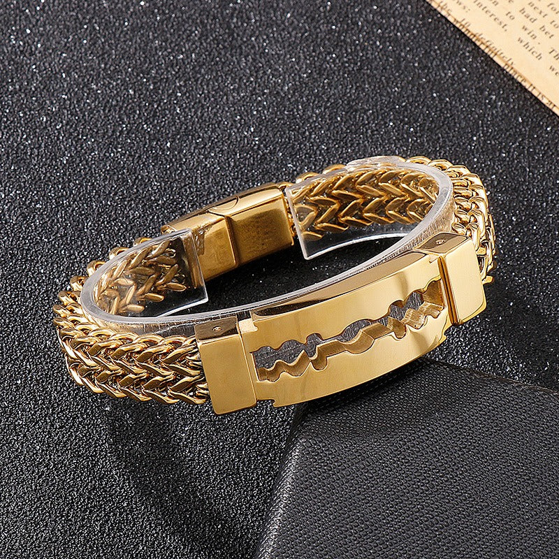 Kemstone Creative Blade Titanium Steel Men’s Bracelet - Vacuum Plated | KB149653-KFC