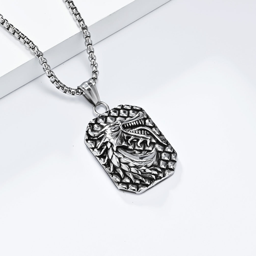 Kemstone Dragon Head Relief Necklace for Men Stainless Steel Vintage K-PT578