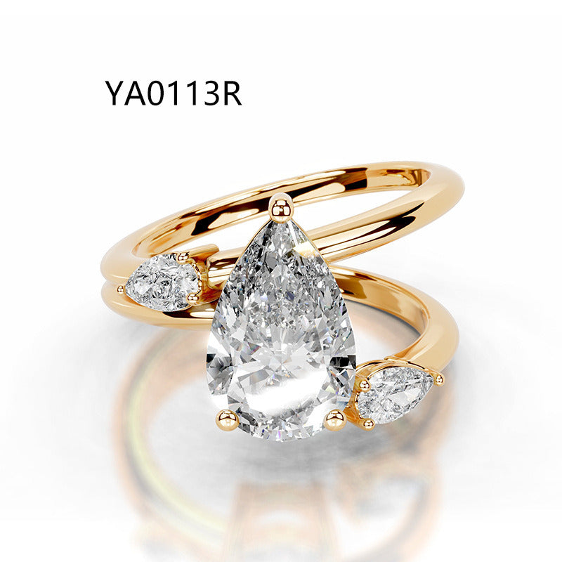 Kemstone Flora Series Moissanite Rings for Women | 2 Carat D-E Color VVS Clarity | 18K Gold Plated S925 Sterling Silver