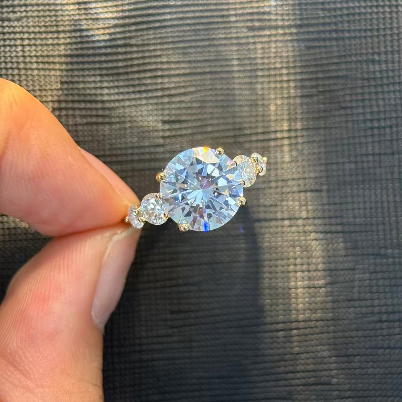 Kemstone S925 Gold Plated Round Moissanite Five-Stone Ring Collection