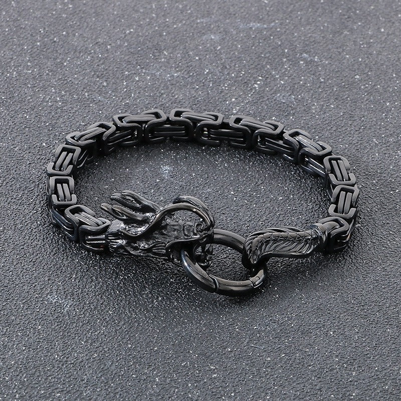 Kemstone Titanium Steel Dragon Head Chain Bracelet – Vintage Imperial Style for Men KB108252-Z