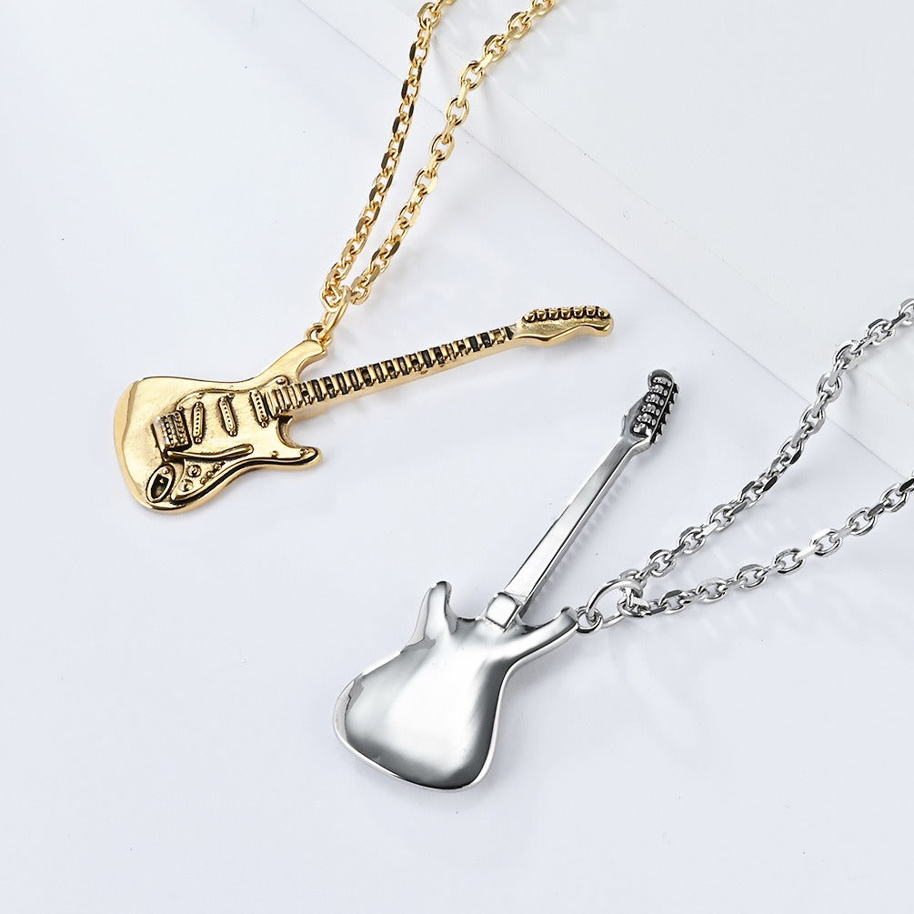 Kemstone Electric Guitar Pendant Necklace for Men Stainless Steel Two Tone Accent K-PT543