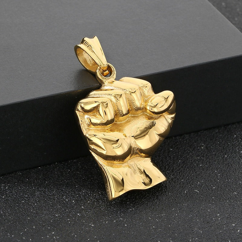 Kemstone Men’s Titanium Steel Fist Pendant Necklace – Hip Hop Power Symbol Jewelry KP116521-KJX
