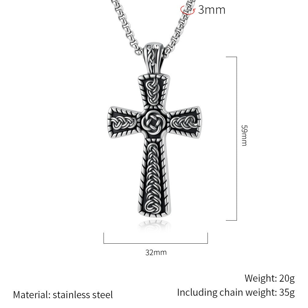 Kemstone Celtic Cross Necklace for Men Stainless Steel Interwoven Knot Pendant K-PT734