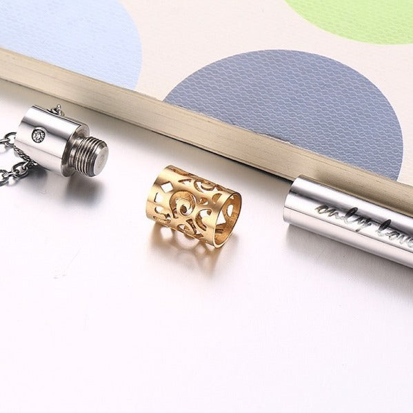 Kemstone Stainless Steel Storage Capsule Pendant Necklace for Men Women PN-533