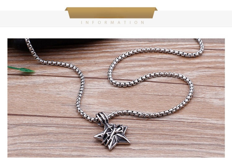 Kemstone Meteorite Star Pendant – Titanium Steel Necklace for Men, Raw Urban Gothic Jewelry KP77555-BD