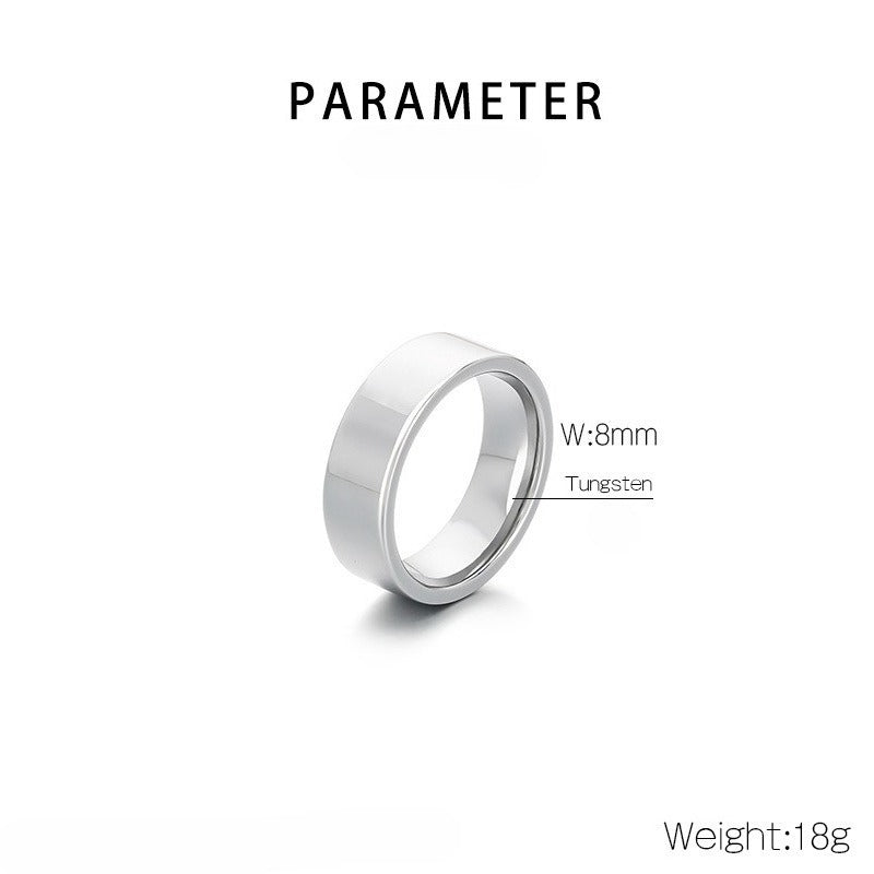 Kemstone Men’s Tungsten Steel Ring – 8mm Polished Minimalist Band KR114256-TS