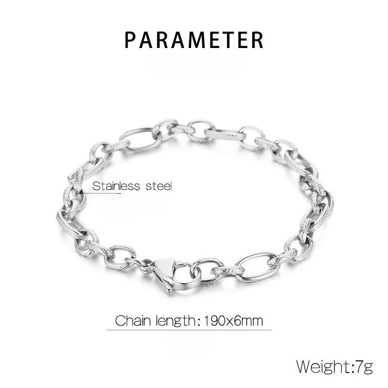 Kemstone O Link Chain Bracelet 6mm Titanium Steel Oval Link for Men Women KB146794-Z