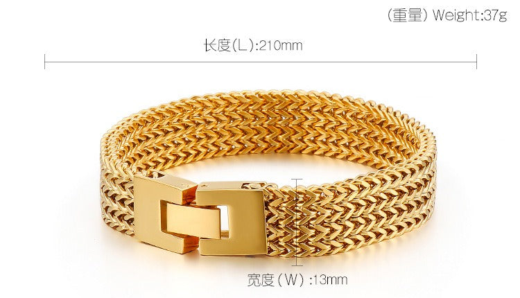Kemstone Dragon Scale Chain Bracelet – Stainless Steel Fishbone Link with Box Clasp KB130184