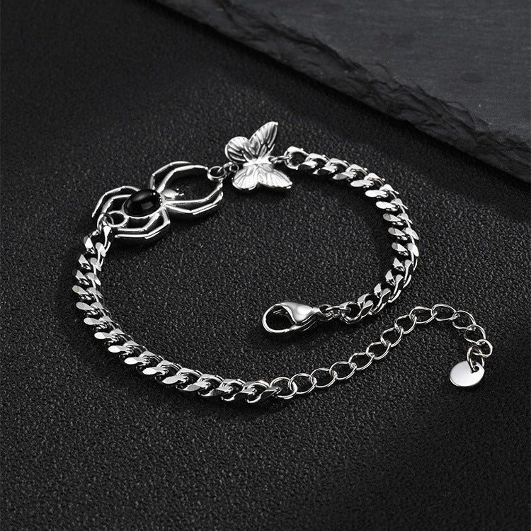 Kemstone Black Agate Spider Bracelet for Men Stainless Steel BR-3265