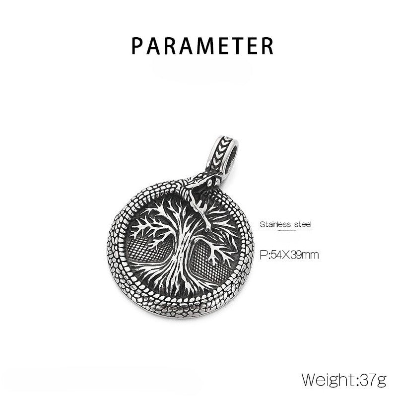 Kemstone Titanium Steel Viking Tree of Life Pendant Necklace for Men KP117703-LU
