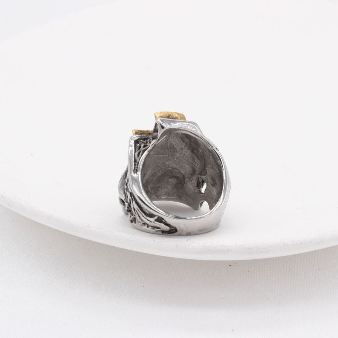 Kemstone Lightning Skull Ring for Men Titanium Steel Gothic Vintage R1219