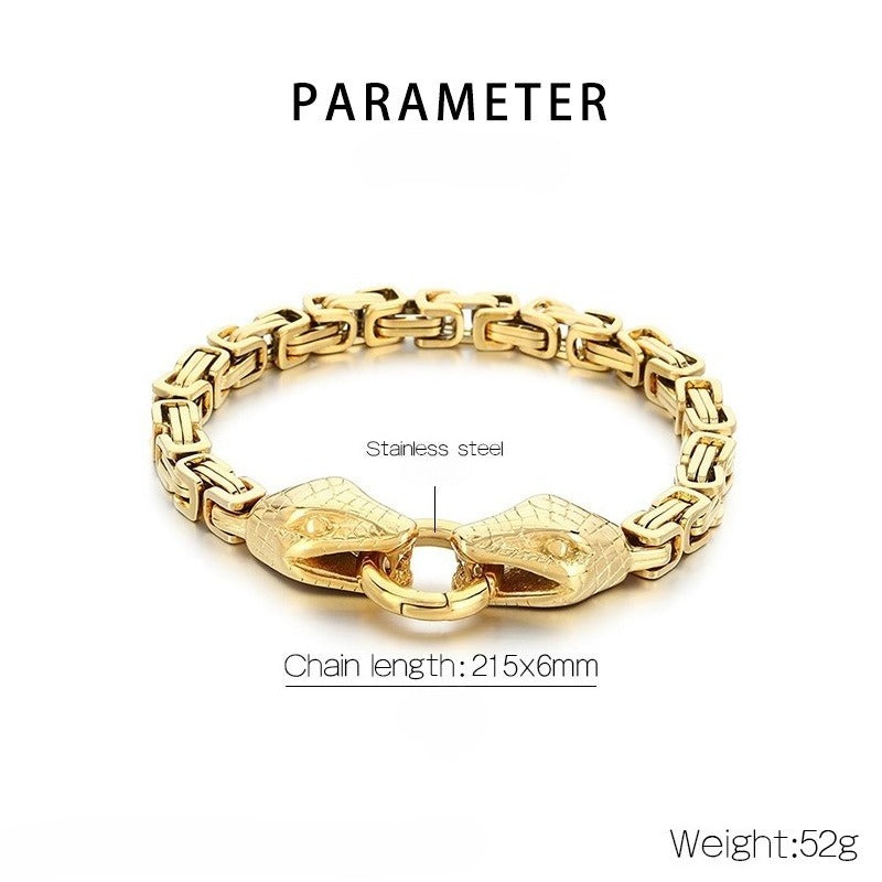 Kemstone Titanium Steel Double Snake Imperial Chain Bracelet for Men KB151148-Z