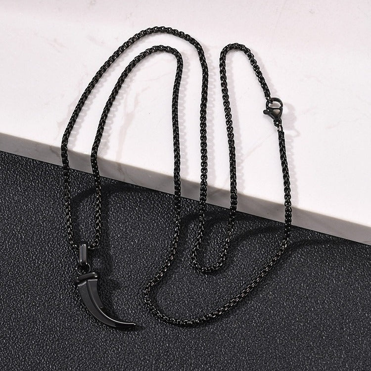 Kemstone Stainless Steel Horn Pendant Necklace for Men Punk Vintage Style PN2451