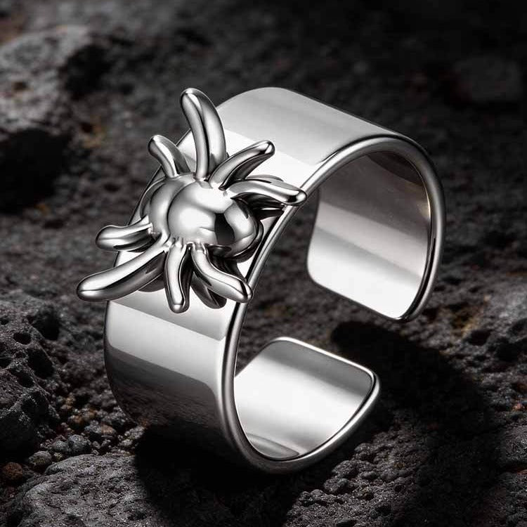 Kemstone Stainless Steel Animal Design Open Ring Spider Horse Vintage Wide Band for Men RC-1015