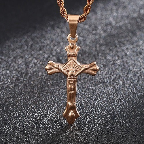 Kemstone Stainless Steel Cross Pendant Necklace for Men – Minimal Polished Design KP93858-Z