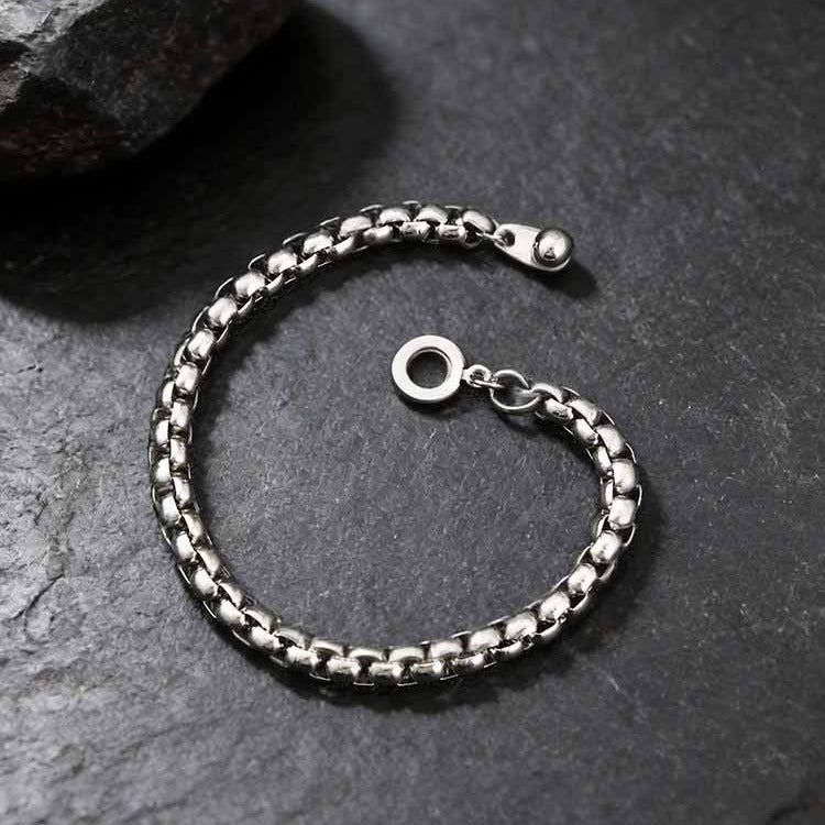 Kemstone Stainless Steel Bead Chain Bracelet for Men Round Clasp Silver BR-2488