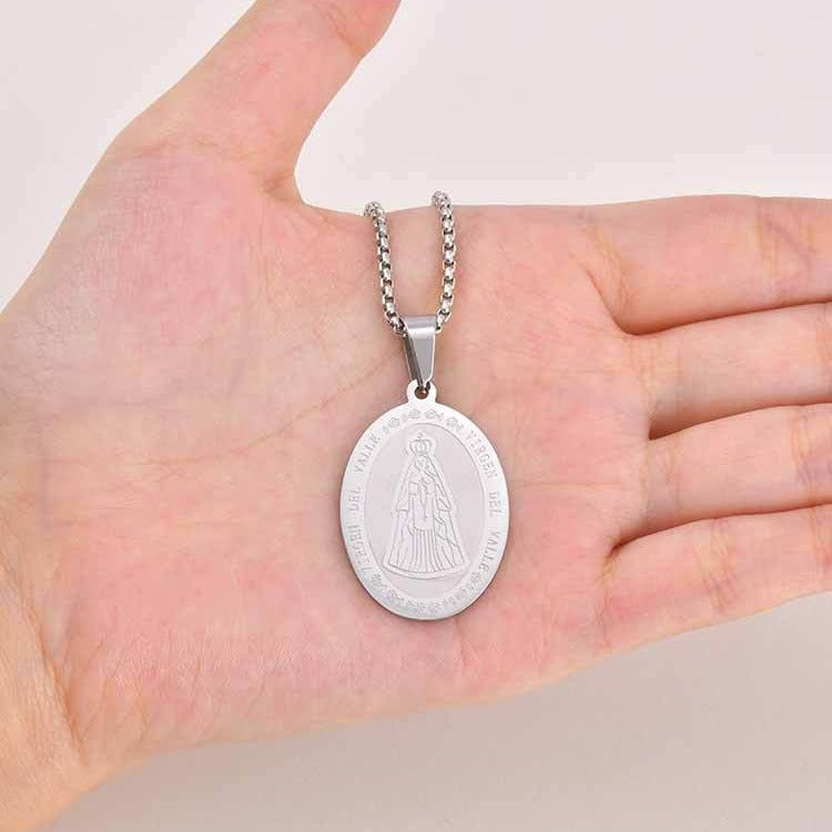 Kemstone Oval Medallion Pendant Necklace for Men Stainless Steel Vintage Relief PN-2399