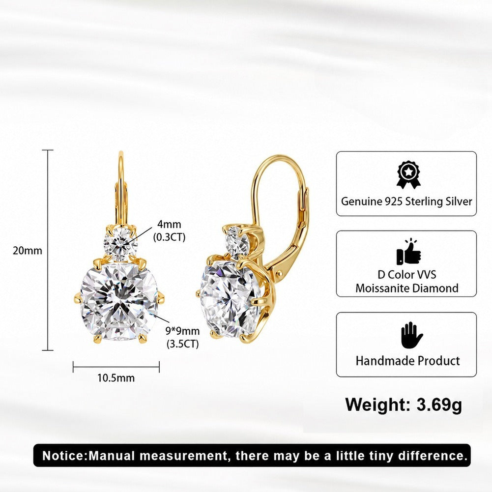 Kemston Cushion Cut Moissanite Drop Earrings for Women 925 Sterling Silver SMOE31