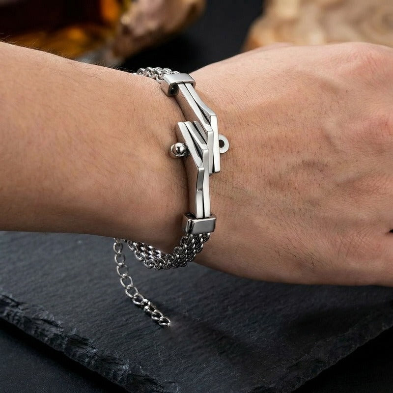 Kemstone Titanium Steel Cuban Link Bracelet for Men Curved Plate Mesh Chain KB213327-KFC