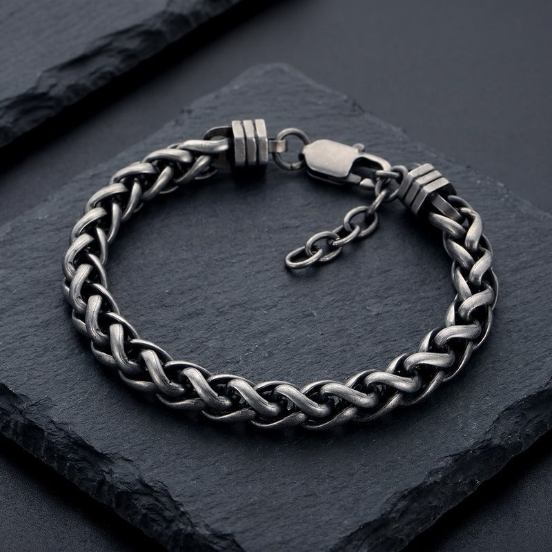 Kemstone Woven Chain Bracelet for Men Titanium Steel Adjustable 8MM KB214671-KFC
