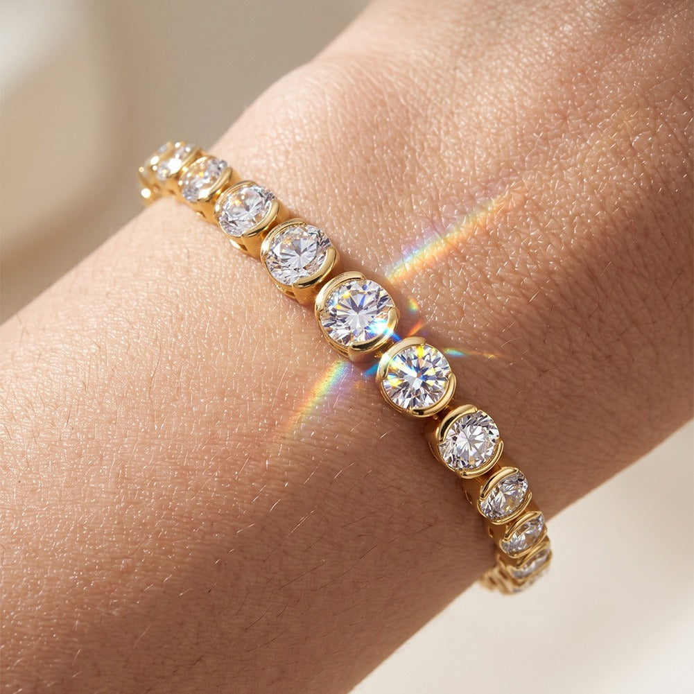 Kemstone Moissanite Tennis Bracelet for Women 925 Sterling Silver Adjustable Slider SMOB14