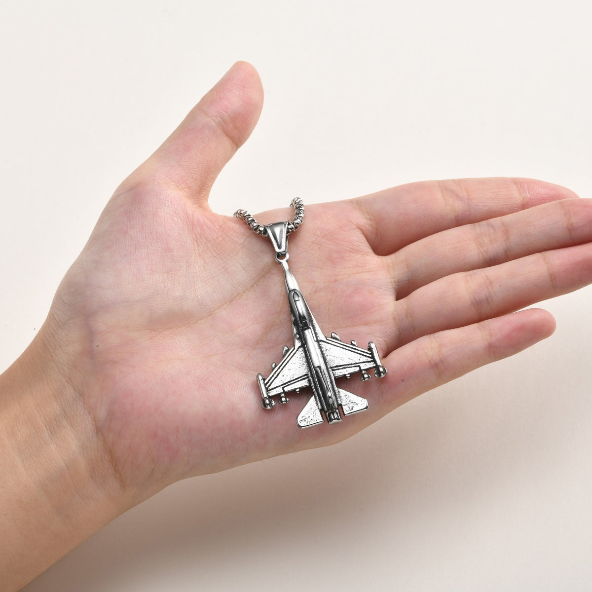 Kemstone Airplane Pendant Necklace for Men Stainless Steel Aviation Detail PN-1949