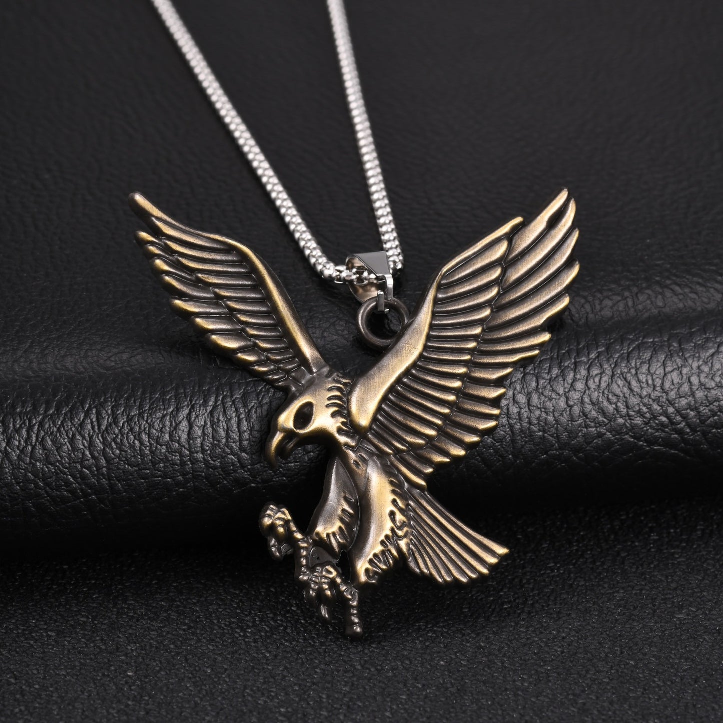 Kemston Alloy Eagle Pendant Necklace for Men Vintage Hip Hop Bird Symbol NC-3001