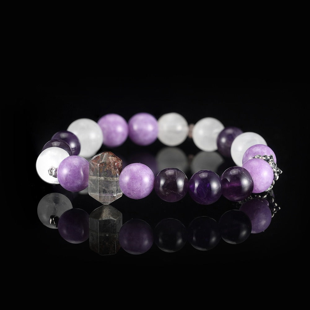 Kemston Purple Gradient Amethyst Bracelet for Women Mixed Natural Stones GMB103