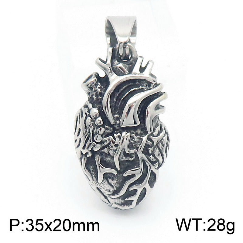 Kemstone Anatomical Heart Pendant – 18K Vacuum Plated Stainless Steel Gothic Power Symbol KP130473