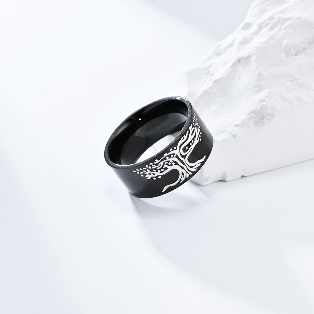 Kemstone Stainless Steel Tree of Life Ring for Men Minimalist K-R772