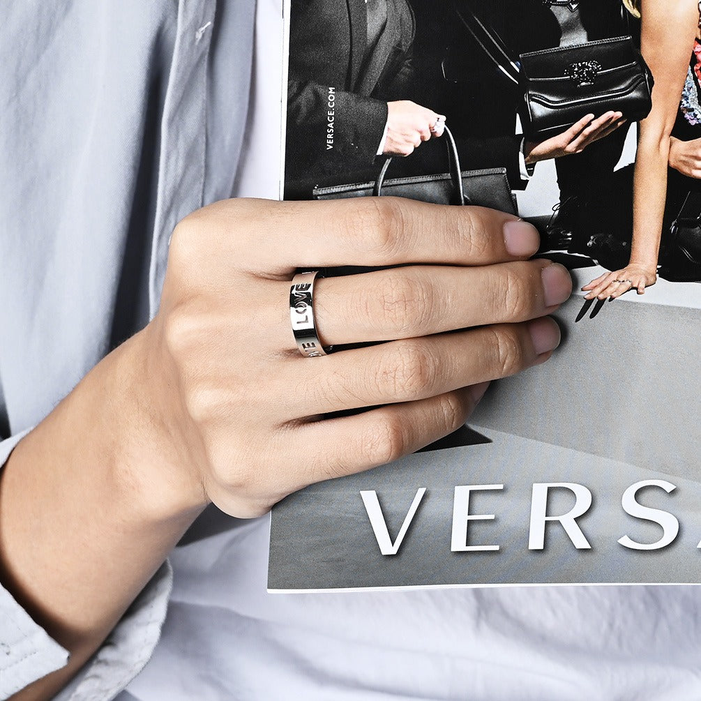 Kemstone Stainless Steel LOVE Cutout Ring for Men & Women K-R816