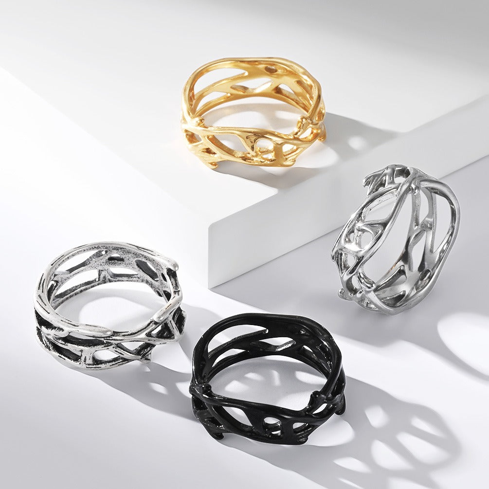 Kemstone Thorn Vine Ring for Men & Women Stainless Steel K-R1243