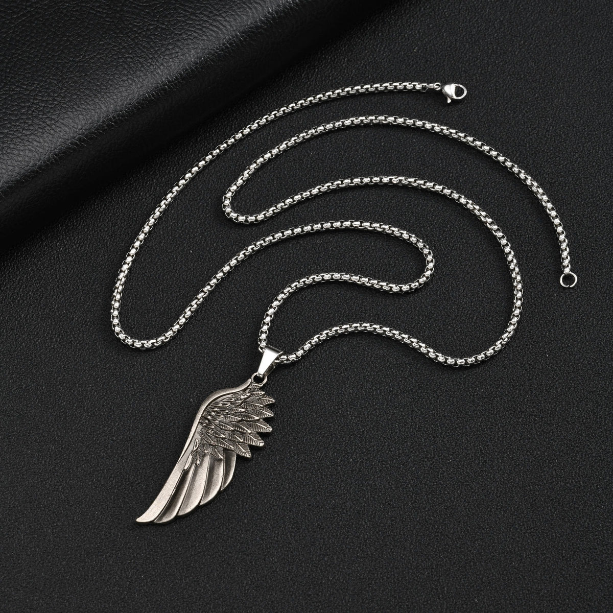 Kemstone Wing Pendant Necklace for Men Alloy Feather Relief NC-3026