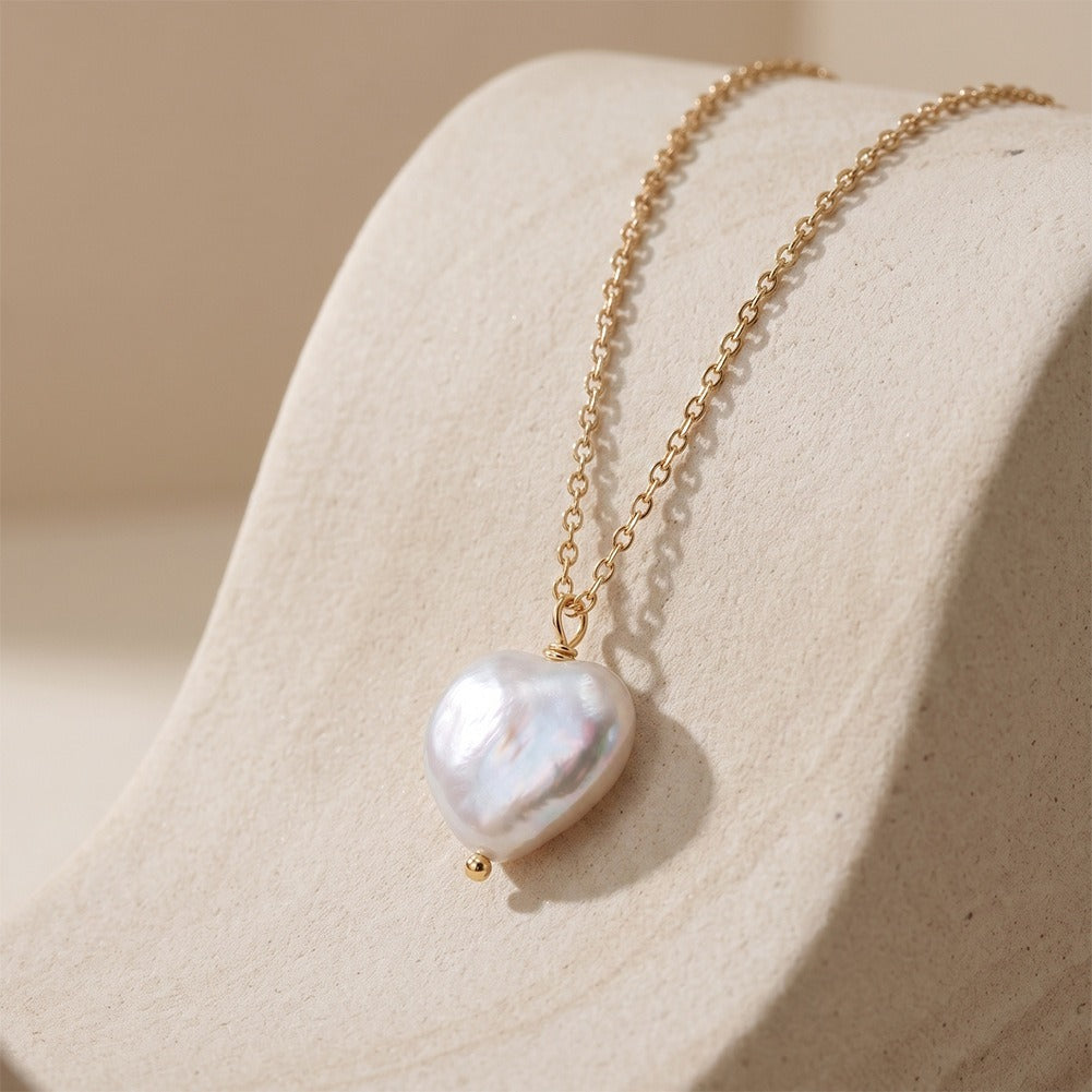 Kemston Baroque Heart Freshwater Pearl Necklace for Women 925 Sterling Silver GPN115