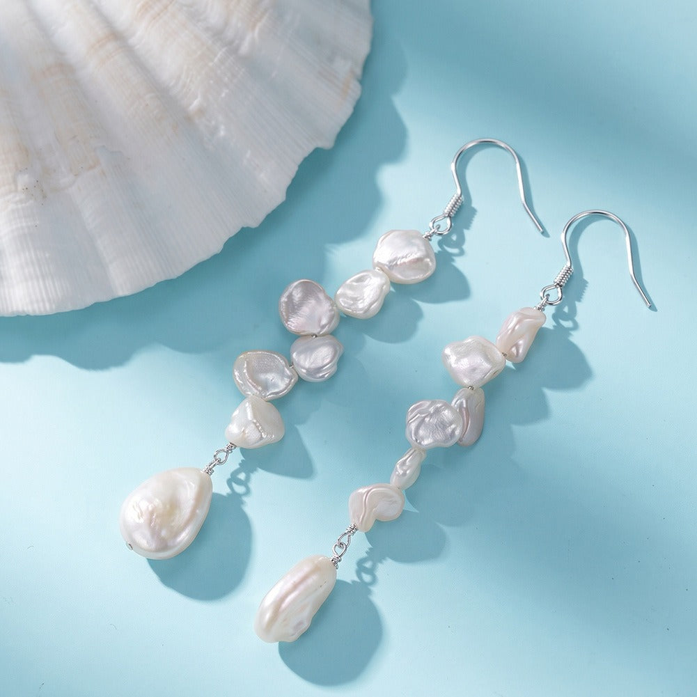 Kemstone Cascading Freshwater Pearl Drop Earrings for Women 925 Sterling Silver GPE158