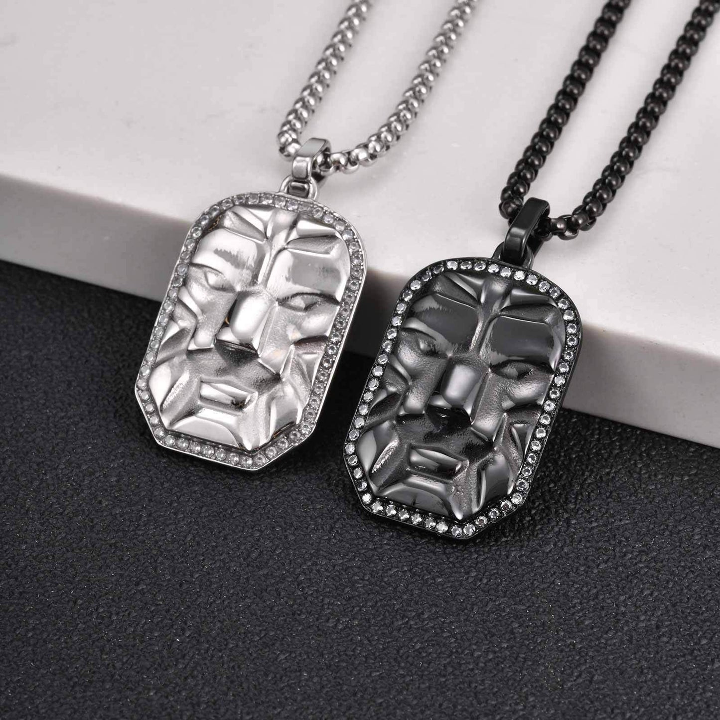 Kemstone Black Mask Leopard Pendant Necklace for Men Stainless Steel Gothic Face Jewelry PN-2350